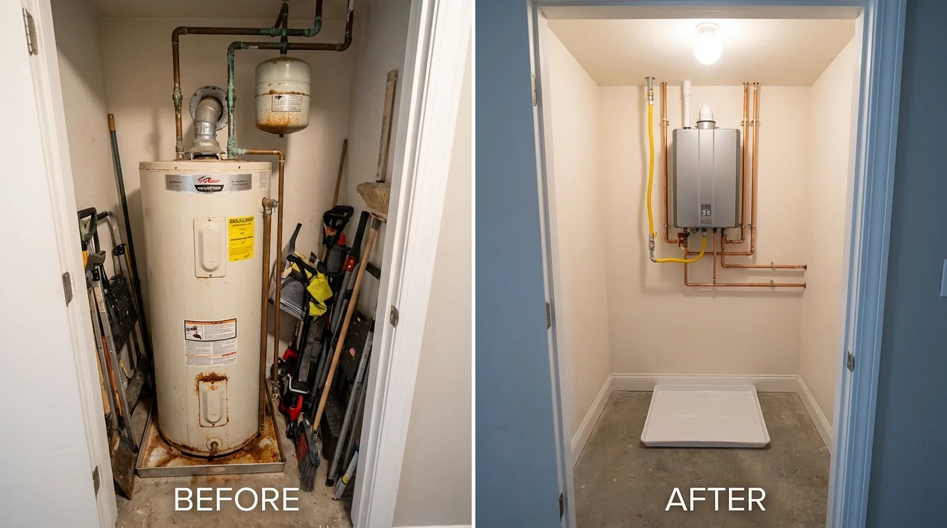 Tank water heater versus wall-mounted tankless unit comparison for Odessa, TX homeowners